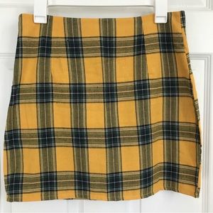 Shein Yellow Plaid Mini Skirt